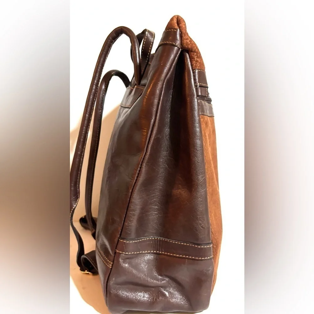 Vintage  Brown Leather suede unisex vintage Backpack